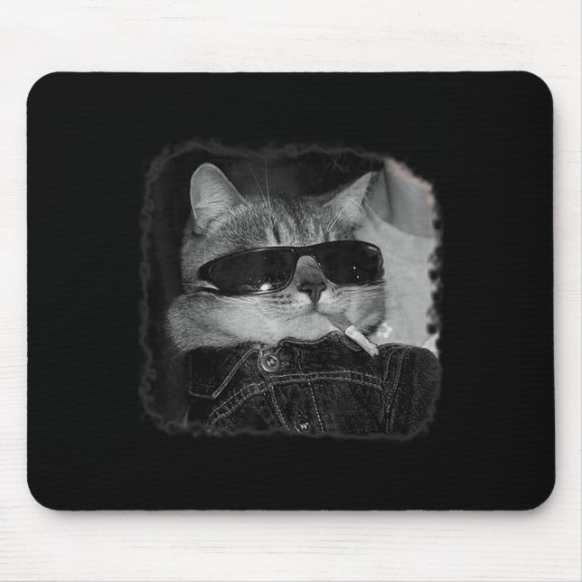 Cigarette Kitten Gang Cat Smoking Cigarette Funny  Mouse Pad (Front)