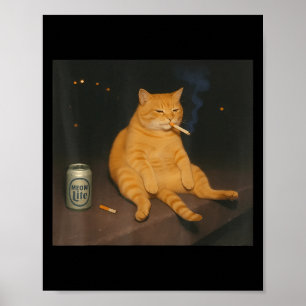 Cigarette Kitten Gen Z Joke Smoking Cat Meme Stud Poster