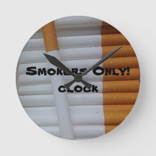 Cigarettes Funny Smokers Background Round Clock