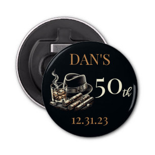 Cigars and Bourbon Birthday Bottle Opener