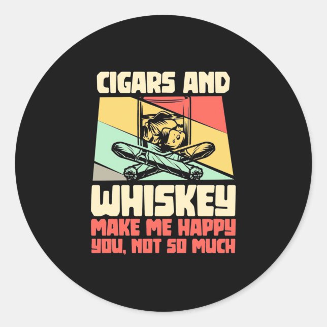 Cigars And Whiskey Classic Round Sticker (Front)