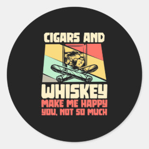 Cigars And Whiskey Classic Round Sticker