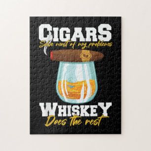 Cigars Solve Most Of My Problems Whiskey Jigsaw Puzzle