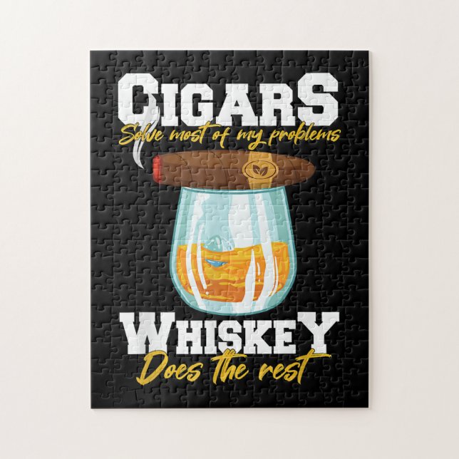 Cigars Solve Most Of My Problems Whiskey Jigsaw Puzzle (Vertical)