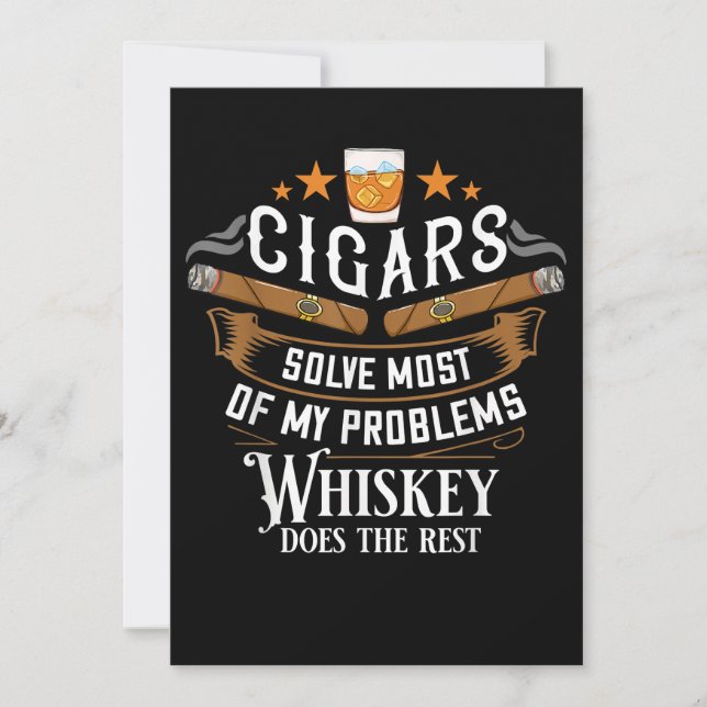 Cigars Solve Most Of My Problems Whiskey Thank You Card (Front)