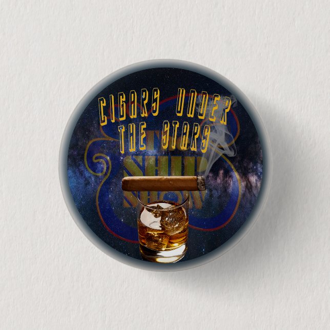 CIGARS UNDER THE STARS 3 CM ROUND BADGE (Front)