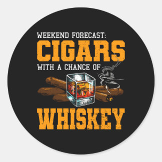 Cigars With Chance Whiskey Drinker Classic Round Sticker