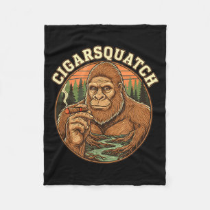 Cigarsquatch Bigfoot Smoking Cigar Sasquatch Retro Fleece Blanket