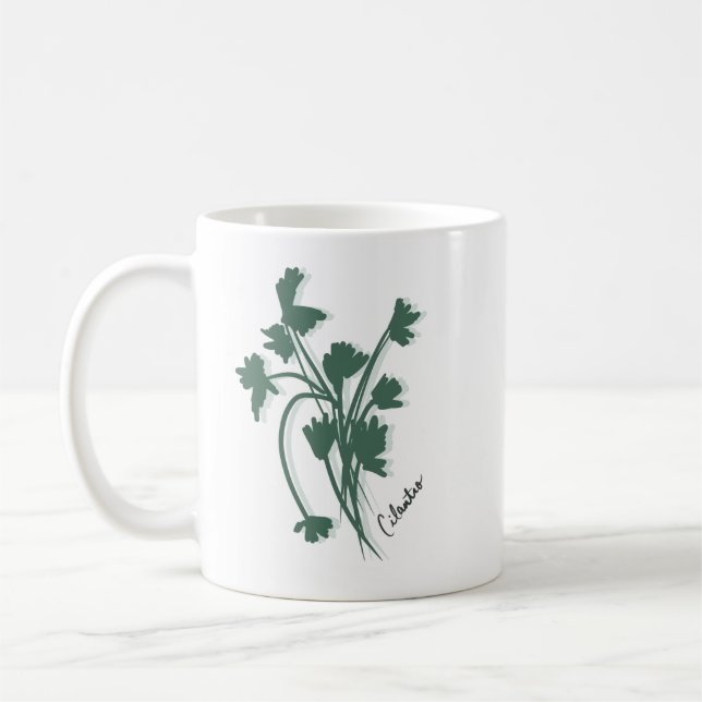 Cilantro Herb Garden Coriander Hand Drawn     Coffee Mug (Left)