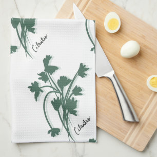 Cilantro Herb Garden Coriander Pattern Tea Towel