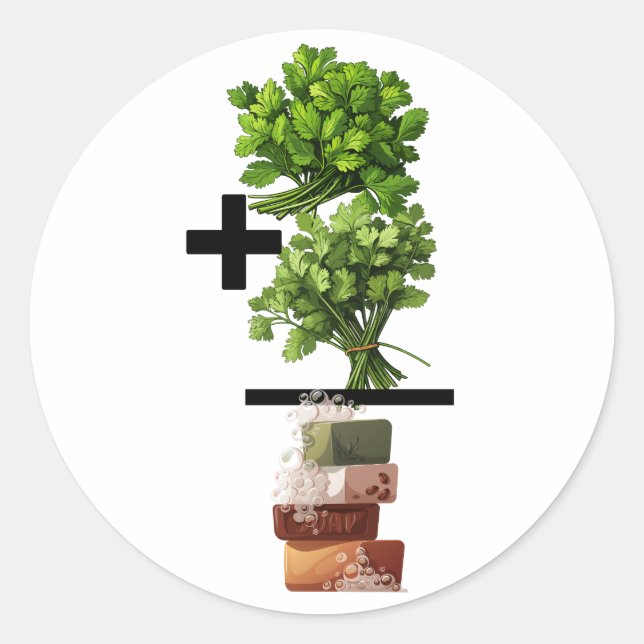 Cilantro Math – Funny Anti-Cilantro  Classic Round Sticker (Front)