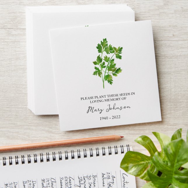 Cilantro Memorial Funeral Seed Envelope (Stacked)