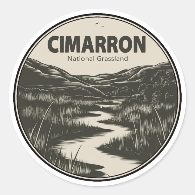 Cimarron National Grassland Kansas Stream Classic Round Sticker (Front)