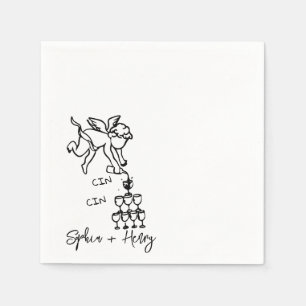 Cin Cin Cherub Hand Drawn Cupid Icon Wedding  Napkin