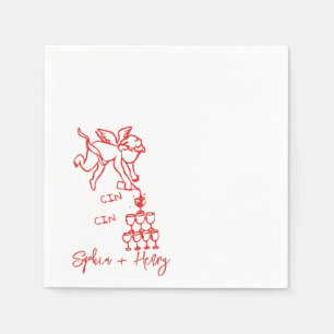 Cin Cin Cherub Hand Drawn Cupid Icon Wedding  Napkin