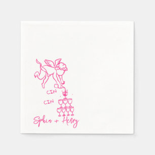 Cin Cin Cherub Hand Drawn Cupid Icon Wedding  Napkin