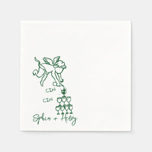 Cin Cin Cherub Hand Drawn Cupid Icon Wedding  Napkin