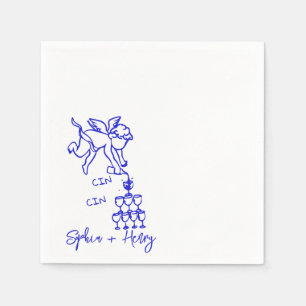 Cin Cin Cherub Hand Drawn Cupid Icon Wedding  Napkin