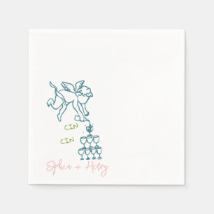 Cin Cin Cherub Hand Drawn Cupid Icon Wedding  Napkin