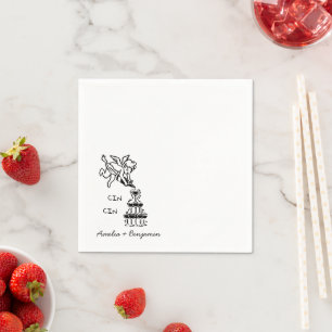 Cin Cin Cherub Hand Drawn Cupid wedding Napkin