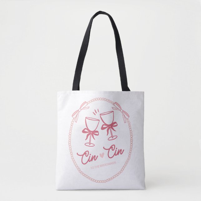 Cin Cin to the Bride Design | Pearl Champagne  Tote Bag (Front)