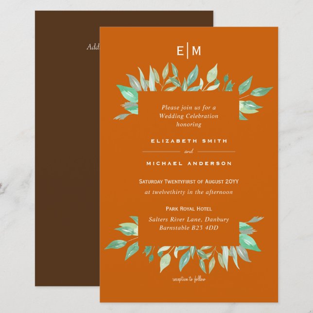 Cinammon Spice Budget Wedding Invites A9 (Front/Back)