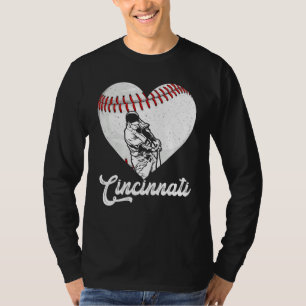 Cincinnati Baseball Heart Distressed Vintage Baseb T-Shirt