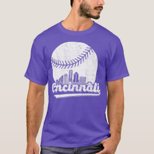 Cincinnati Baseball Ohio Skyline City Vintage Game T-Shirt
