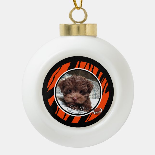 Cincinnati Dog Fan  Customisable Ceramic Ball Christmas Ornament (Front)