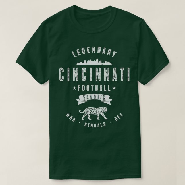 Cincinnati  Fanatic Vintage White Text T-Shirt (Design Front)