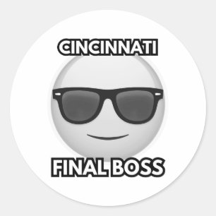 Cincinnati Final Boss Cool Emoji Classic Round Sticker
