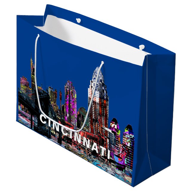 Cincinnati in graffiti  large gift bag (Front Angled)