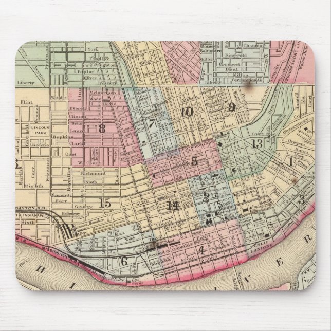 Cincinnati Map by Mitchell Mouse Pad (Front)