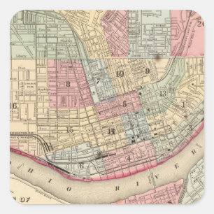 Cincinnati Map by Mitchell Square Sticker