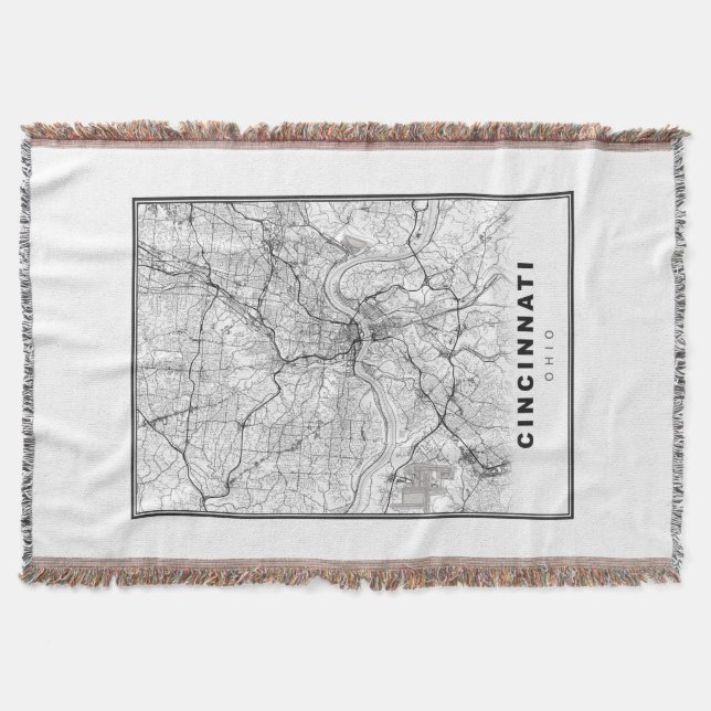 Cincinnati Map Throw Blanket (Front)