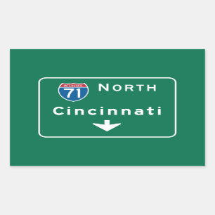 Cincinnati, OH Road Sign Rectangular Sticker