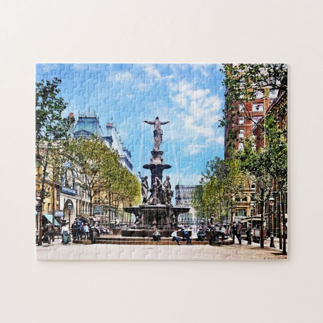 Cincinnati OH - Tyler-Davidson Fountain c1906 Jigsaw Puzzle (Horizontal)