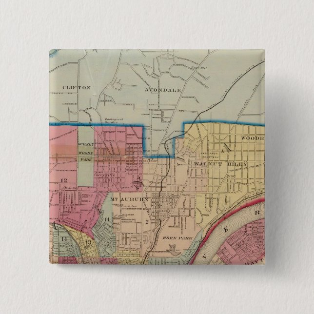 Cincinnati, Ohio and vicinity 15 Cm Square Badge (Front)