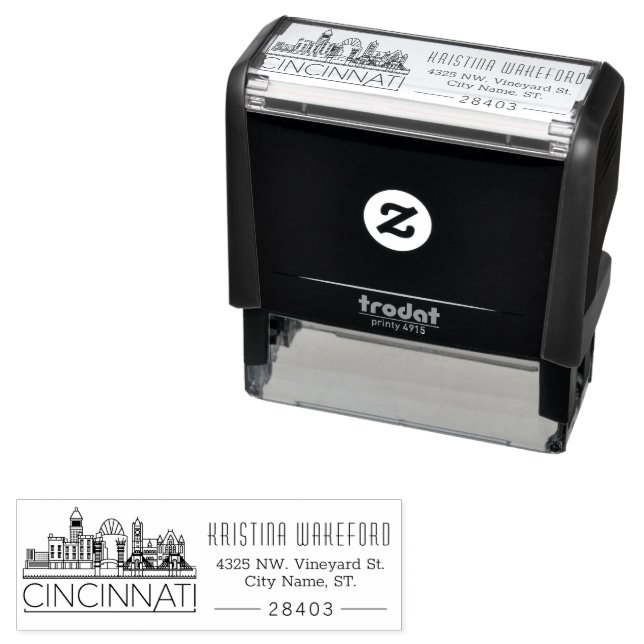 Cincinnati, Ohio City | Custom Address  Self-inking Stamp (In Situ)