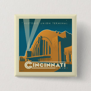 Cincinnati, Ohio   Historic Union Terminal 15 Cm Square Badge