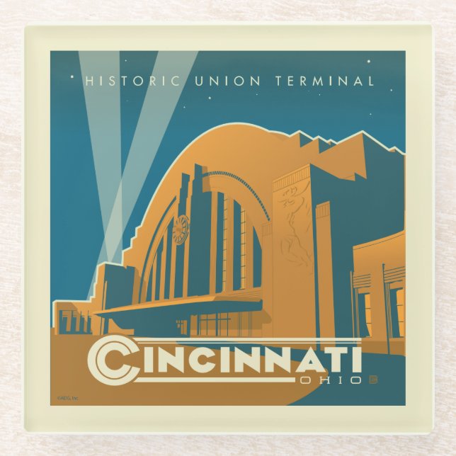 Cincinnati, Ohio | Historic Union Terminal Glass Coaster (Front)