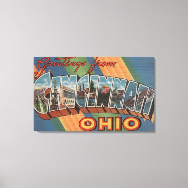 Cincinnati, Ohio - Large Letter Scenes Canvas Print (Front)