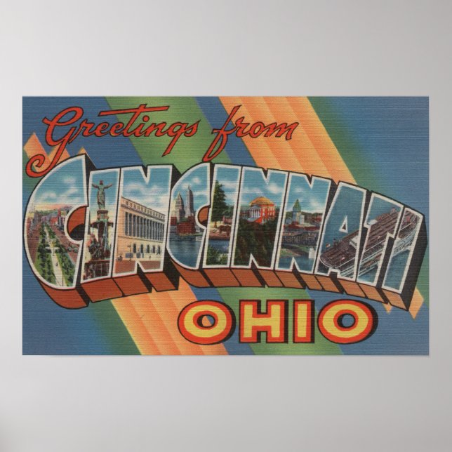 Cincinnati, Ohio - Large Letter Scenes Poster (Front)