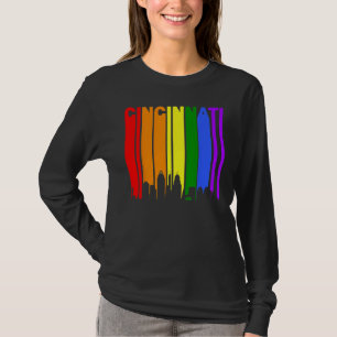 Cincinnati Ohio LGBTQ Gay Pride Rainbow Skyline T-Shirt