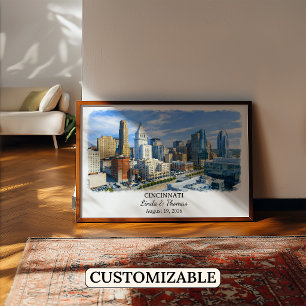 Cincinnati Ohio Poster, Watercolor, Custom Poster