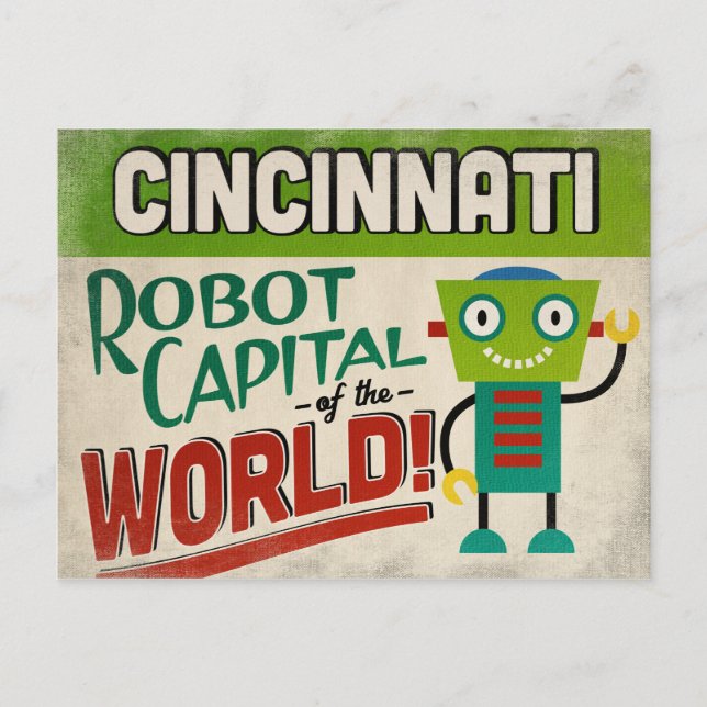 Cincinnati Ohio Robot - Funny Vintage Postcard (Front)