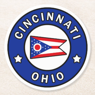 Cincinnati Ohio Round Paper Coaster