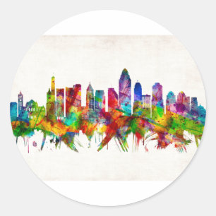 Cincinnati Ohio Skyline Classic Round Sticker