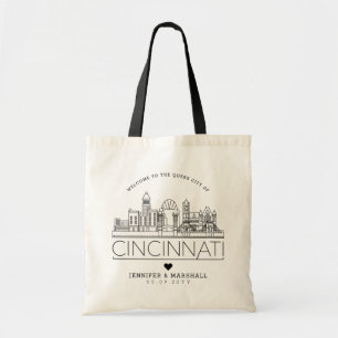 Cincinnati que casa el horizonte estilizado del tote bag