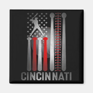 Cincinnati Retro Baseball Lover Us Flag Met At Gam Magnet